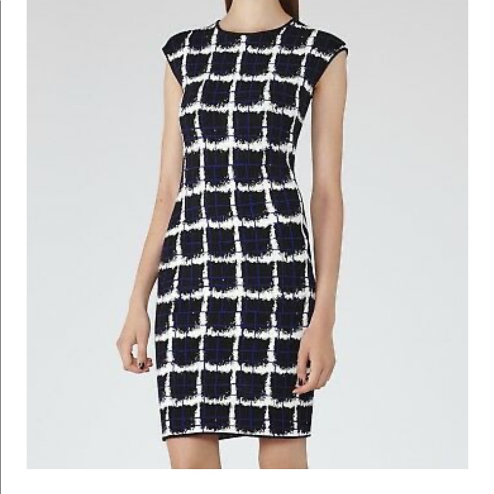 REISS Vanessa bodycon abstract stripe dress with side zipper